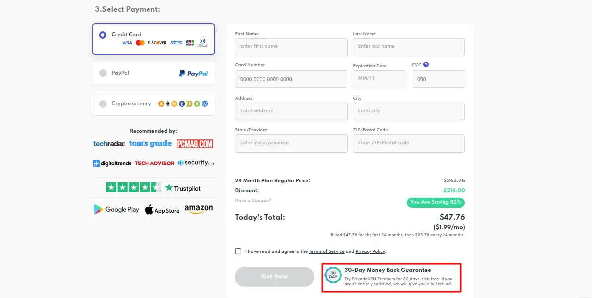 30 days refund privado VPN